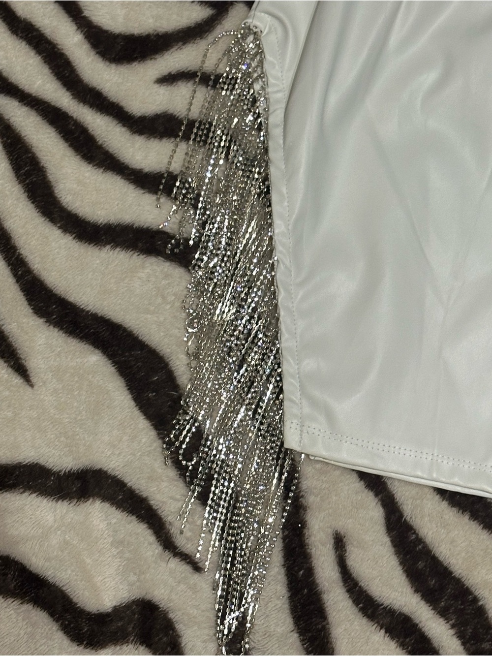 Windsor White Mini Skirt with Silver Fringe - Picture 5 of 6